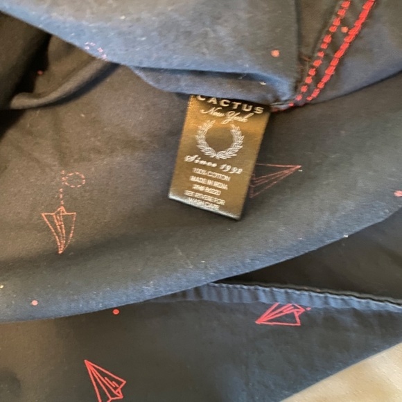 Cactus Man-Men's Short Sleeve Button‎ Down-Slim Fit-Navy Blue/Pink Airplanes- S - Picture 6 of 8